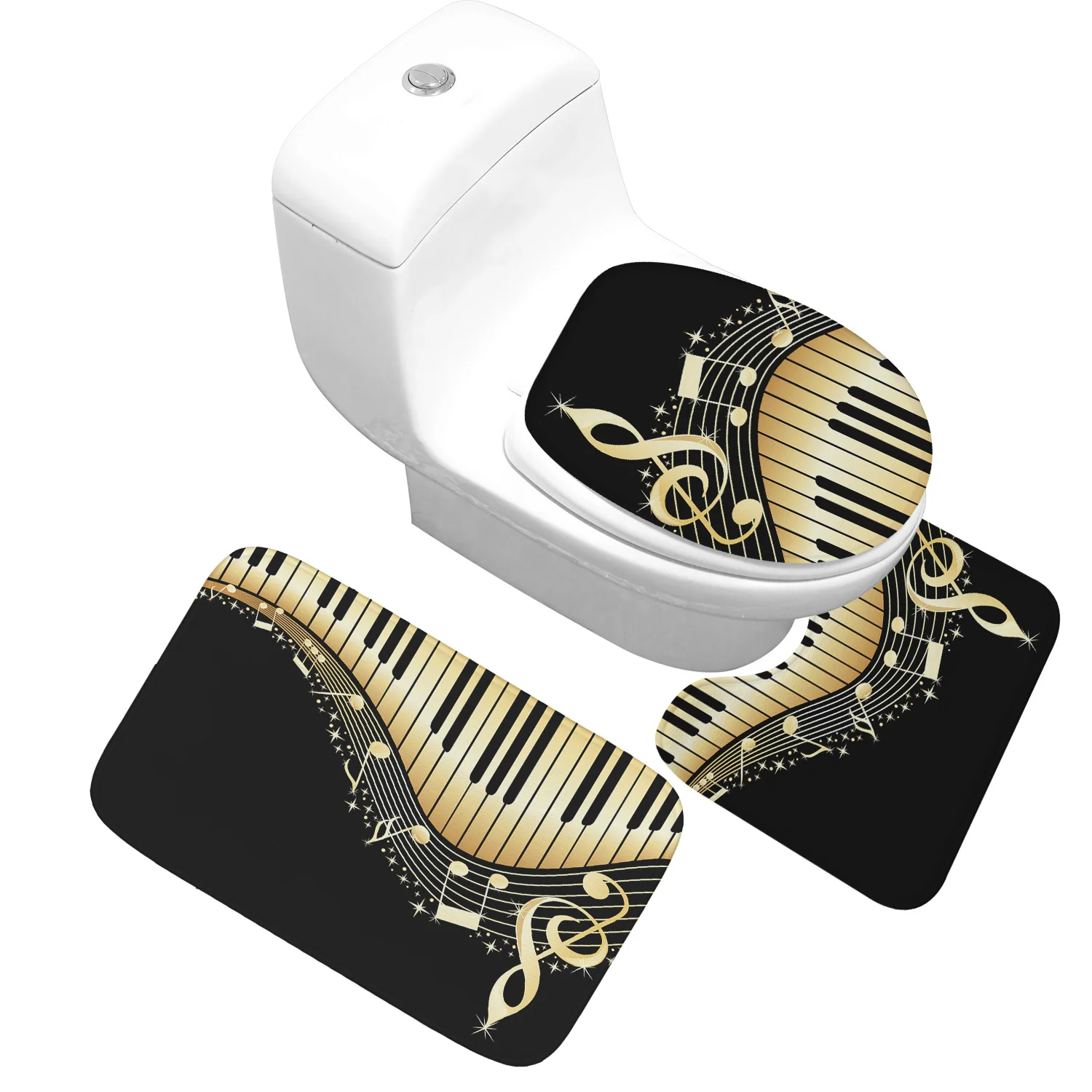 

Modern Carpet for Bathroom 3pcs Water Absorbent Mat Printed Toilet Bath Mats Anti Slip WC Carpet Set Washable Soft Shower Rugs