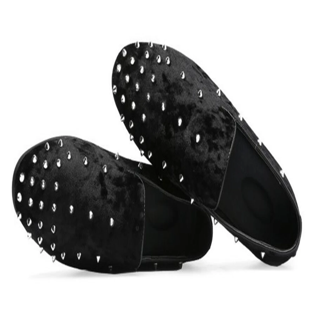 Размеры 38 48 Роскошные красные золотистые туфли с металлическими украшениями