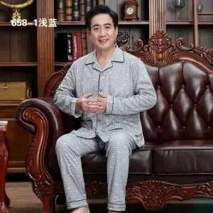 Кардиган, пижама для мужчин, набор, хлопок, весна, Пижама для мужчин, одноцветная, с длинным рукавом, пижама для мужчин, осень, с отложным воротником, Пижама для мужчин, L, XL, XXL, XXXL - Цвет: men pyjama Brown