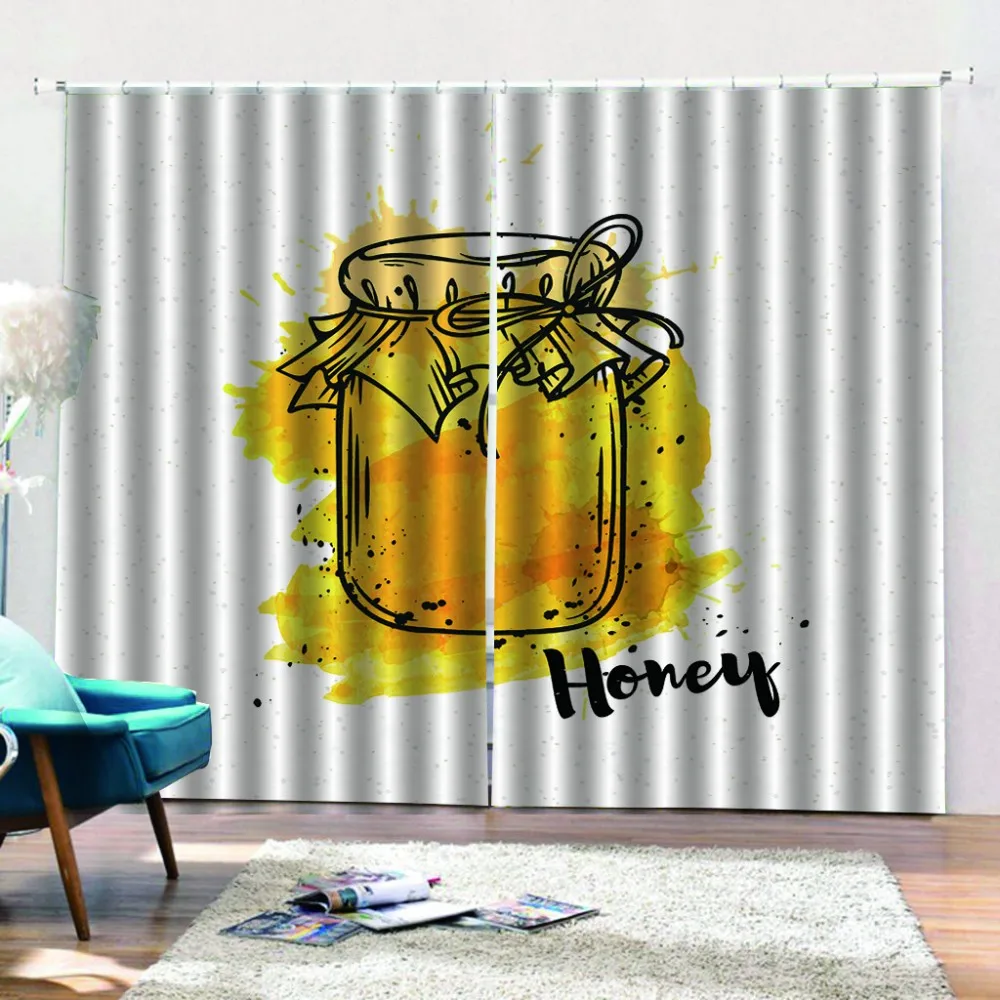 

Sweet Honey Window Curtain 3D Print Blackout Cartoon Lovely Window Treatment Home Textile Bathroom Curtain Home Decoration