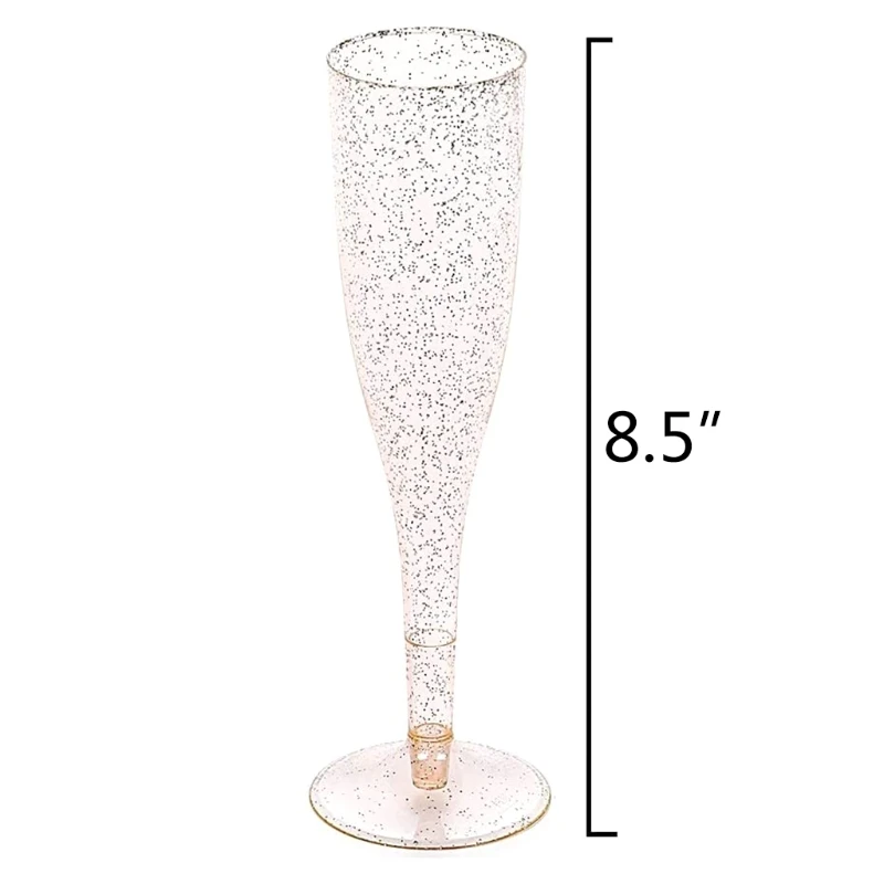 

20pcs Gold Glitter Plastic Champagne Flutes Disposable Cups Toasting Glasses Wedding Baby Shower Party Supplies