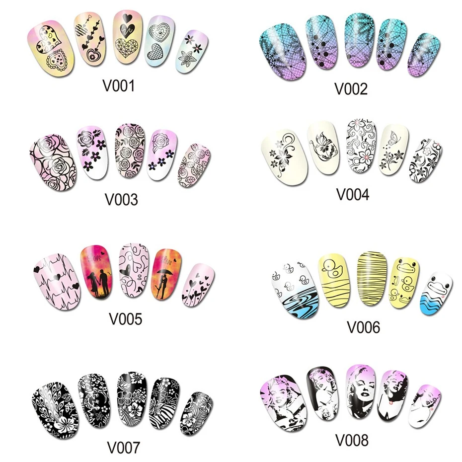 48 шт./компл. черно белые наклейки для ногтей кружево Красота дизайн водные