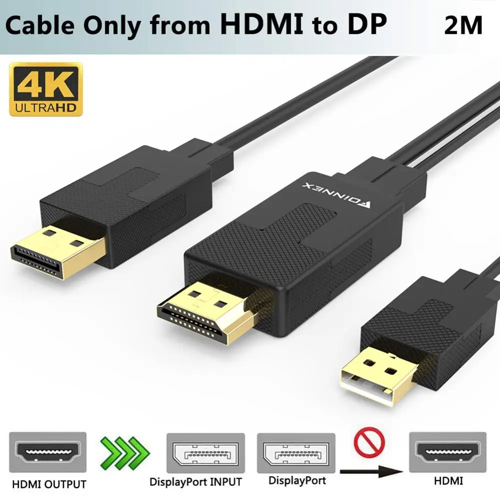 Кабель-адаптер FOINNEX HDMI для порта дисплея 4K @ 60 Гц шнур видеоконвертера разъём папа