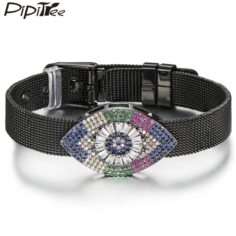Pipitree Великолепный Большой браслет сглаза Кубический Цирконий Шарм Браслеты из
