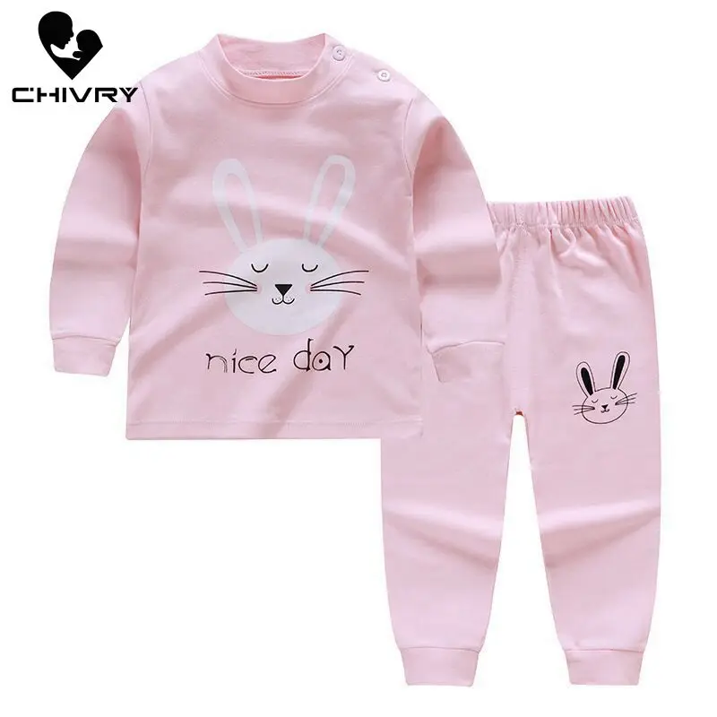 Пижамный комплект для мальчиков и девочек футболка с длинным рукавом круглым