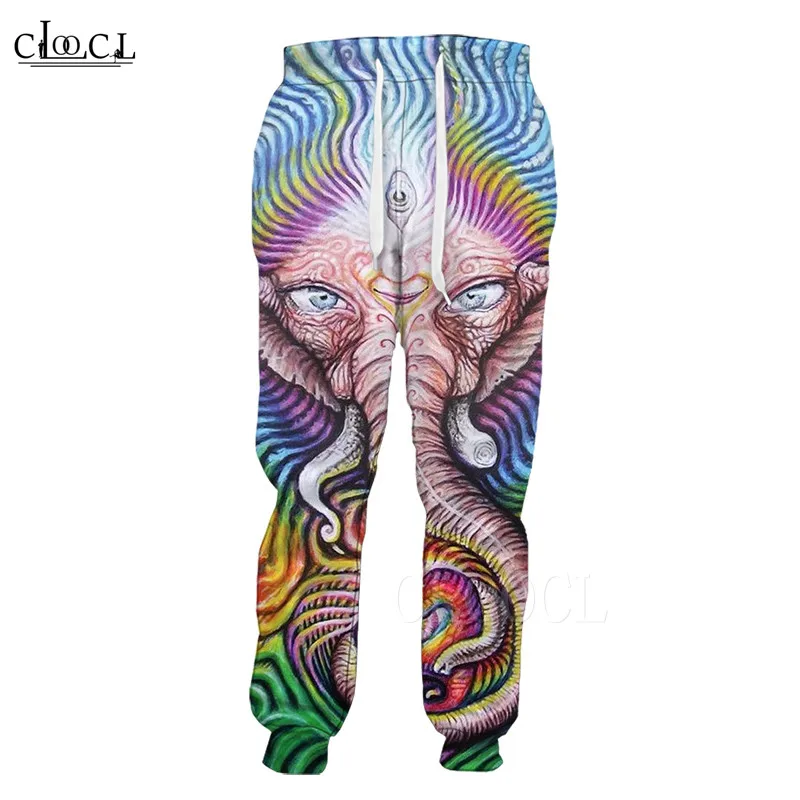 Брюки мужские спортивные на шнуровке повседневные штаны с 3D принтом слона модный