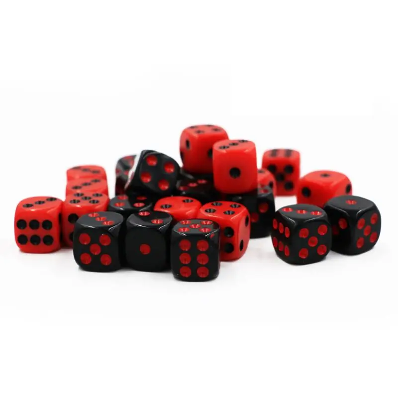 

24pcs/set 16mm Dice Round Corner Point Dice RPG Gambling Games Cube Party Board Game Black Red With Velvet Bag 62KF