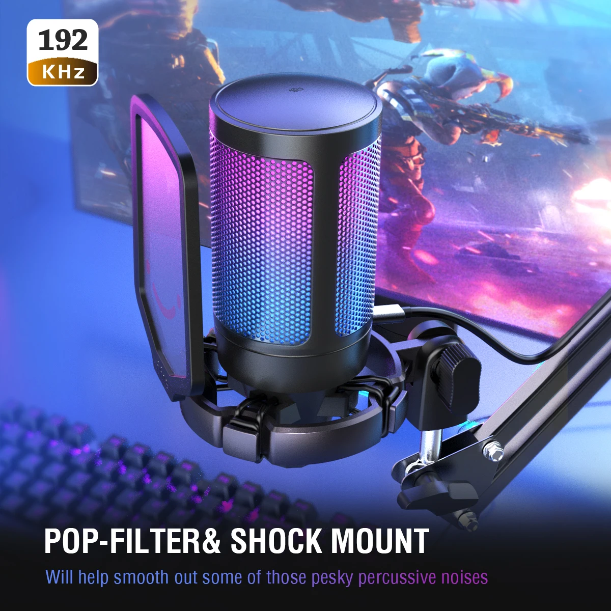 FIFINE USB конденсаторный игровой микрофон для ПК PS4 PS5 MAC с поп фильтром