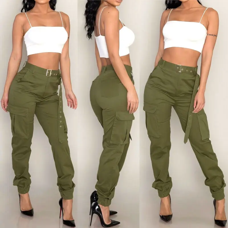 

2020 New Women's Military Army Casual Cargo Combat Trouser Ladies Jogger Cargo Sports Pants Girls Army Trousers