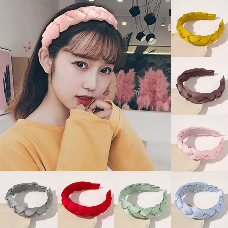 

Twist Braid Hairbands Head Hoop Vintage Headband Wide Brimmed Headbands Candy Color Pleated Hair Hoop Hair Accessories Hairbands