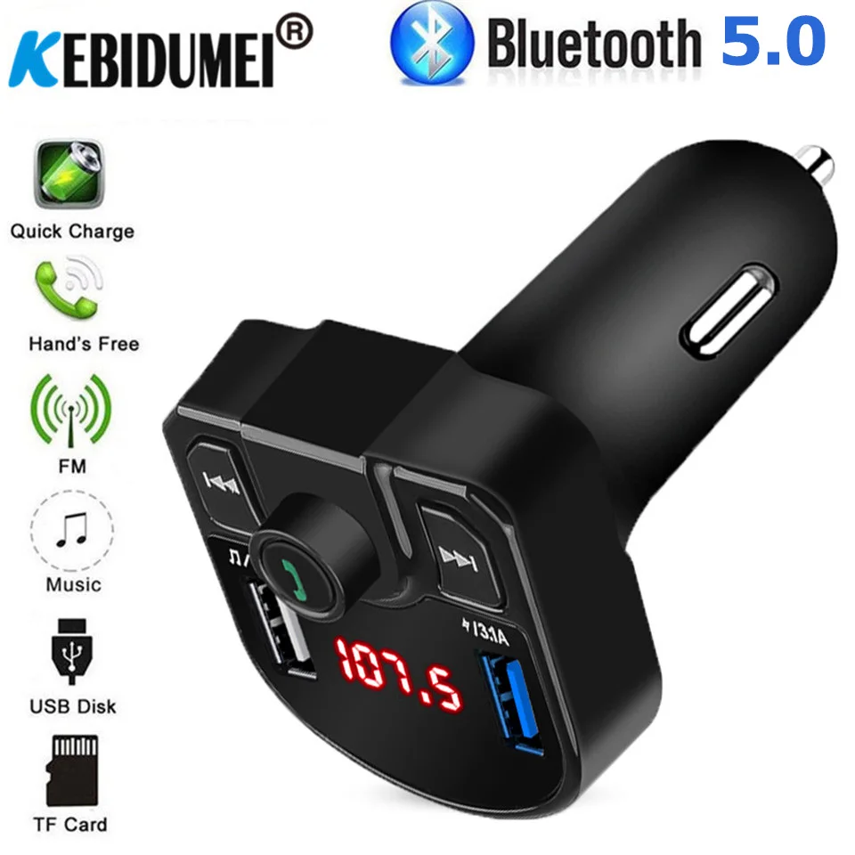 Bluetooth fm-передатчик 4,2 MP3 плеер Handsfree автомобильный комплект Поддержка TF карты U диск QC2.0 3.1A Быстрый двойной USB зарядное устройство адаптер питания
