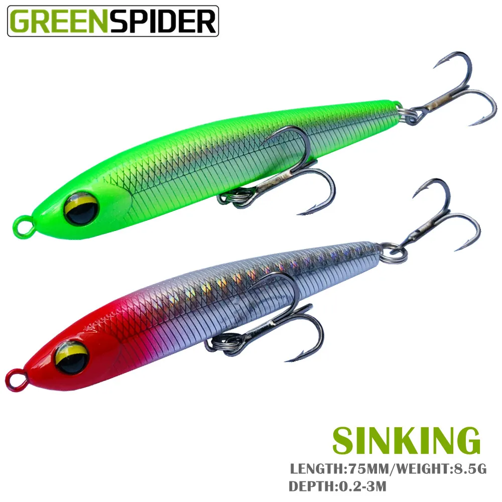 

Рыболовная приманка-карандаш GREENSPIDER, 7,5 см, 8,5 г, жесткая искусственная приманка, Тонущая приманка, Новое поступление, рыболовная приманка, Фа...