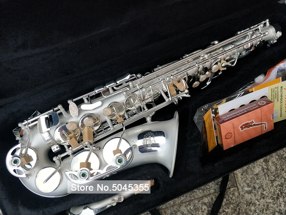 

Real shot High Quality saxophone NAS-R54 E-flat Alto Saxophone Top Musical Instrument Slivering Frosted silver Surface Sax Alto