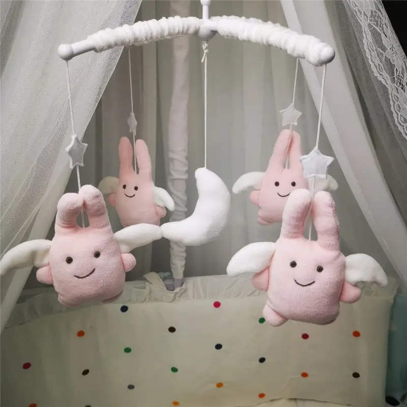 

C5AF Baby Crib Holder Rattles Baby Toys 0-12 Months Clockwork Music Box Bed Bell Toy Bear Handmade Mobile Toys For Children