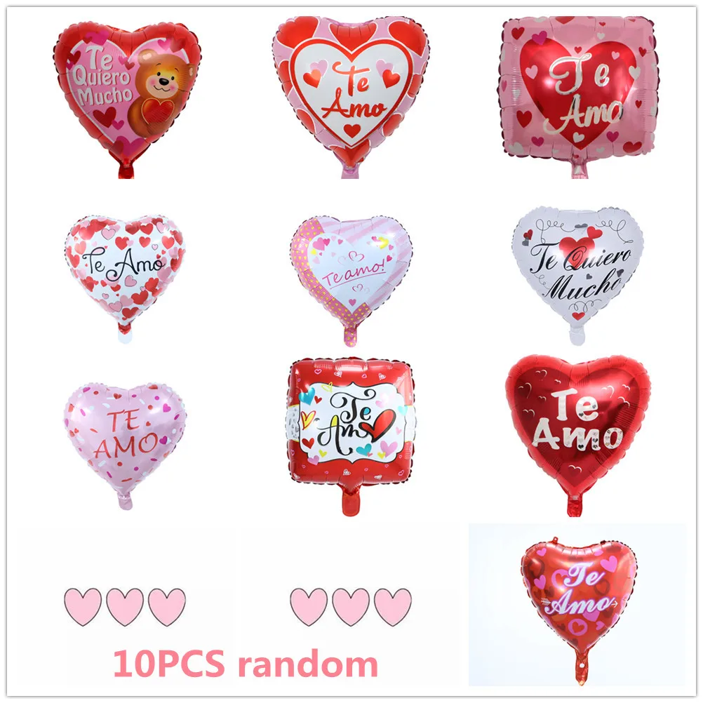 

18 inch 10PCS Spanish Valentine's Day Love Foil Balloon Family Wedding Decoration Girlfriend Wife Valentine's Day Gift