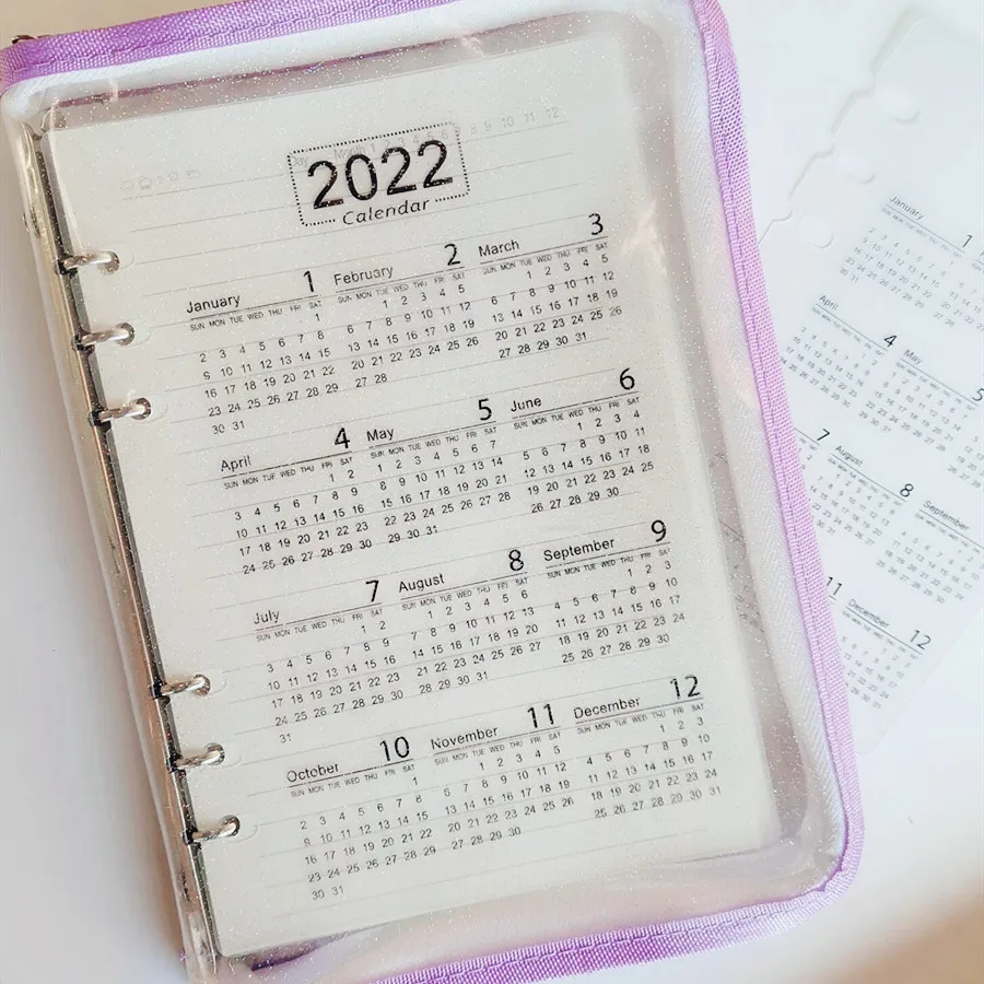 

2023 Calendar A5 A6 6-hole Hand Account Loose-leaf Calendar Partition PP Frosted Transparent Protective Pad