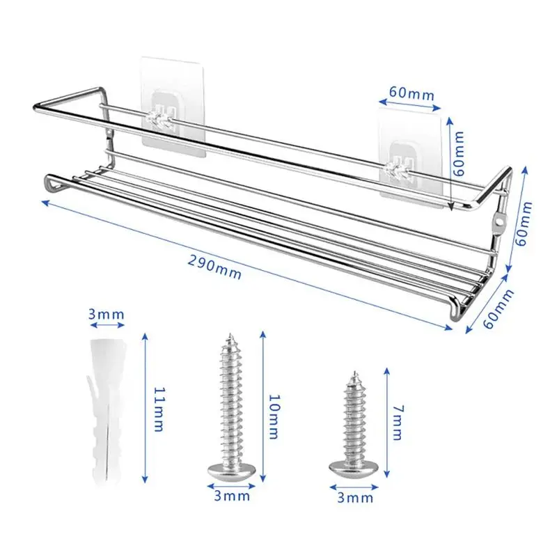 

Spice Rack Adhesive Wall Hanging Metal Punch-Free Spice Bottle Storage Shelf Holder Organizer for Kitchen Toilet Bathroom