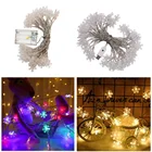 Рождественская сказочная гирлянда в виде снежинки, 3 м, 6 м, 10 м, гирлянда, подвесные украшения, декоративные лампы, подарки, питание от батареи USB с дистанционным управлением