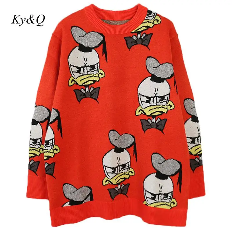 Рождественский свитер Luuxry зима 2020 милый вязаный свободный с вышивкой Микки