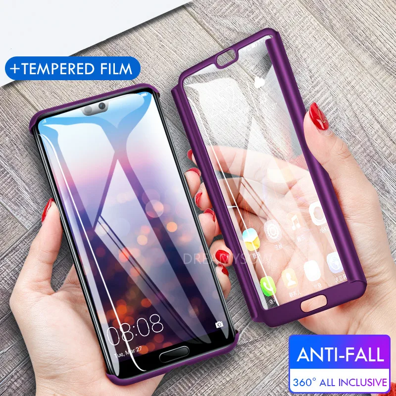 360 Full Cover Glass Case For Huawei P30 P20 Mate20 Lite P Smart Y7 Y6 PRO Y9 2019 Nova 3 3i 3E P10 P9 Protective Cover