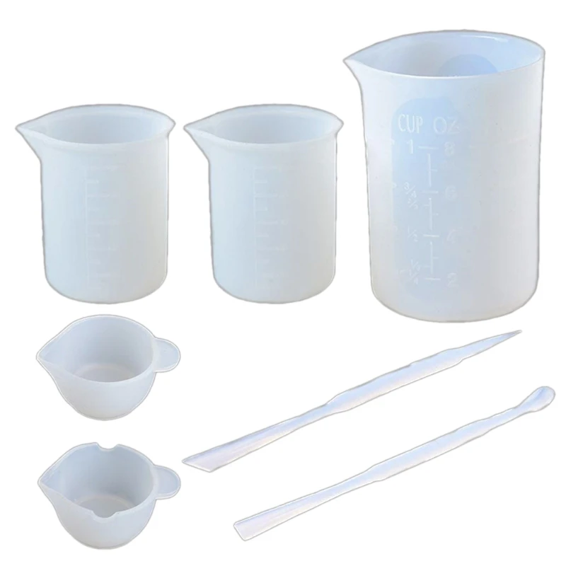 

7 Pcs Silicone Measuring Cups Mixing Cup Dispensing Stirrer Stirring Rods DIY UV Epoxy Resin Tools Kit