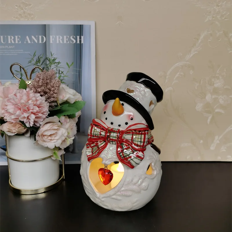 

Рождественский керамический подсвечник в виде снеговика, домашняя мебель, украшение для дома, аксессуары в подарок