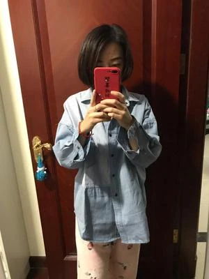 Блузка женская джинсовая свободного покроя модная повседневная рубашка из