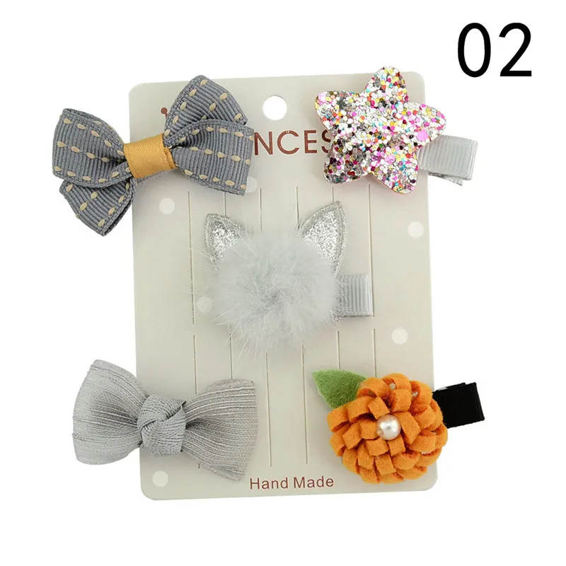 5 шт./комплект заколки для волос маленьких девочек мини-заколки с бантом и цветком