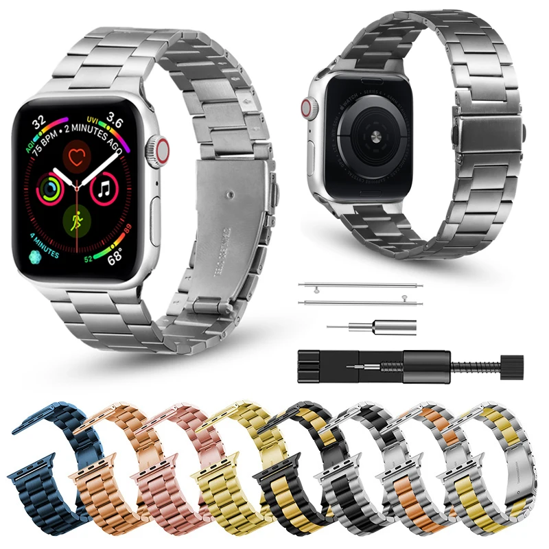 

Stainless Steel Strap For Apple Watch 7 SE 6 5 4 3 2 1 Replacement Bracelet Band For iWatch Series 45mm 41mm 38mm 40mm 42mm 44mm