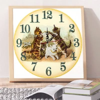 cusack animal cat wolf real clock watch pendule painting diamond for room decoration high quality