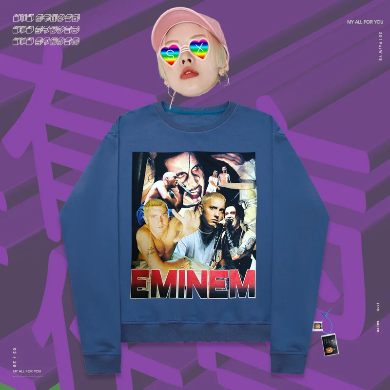 Round neck pullover spoof hophip personality Eminem Amm Marilyn Monson printed streetwear print fabric Unisex |