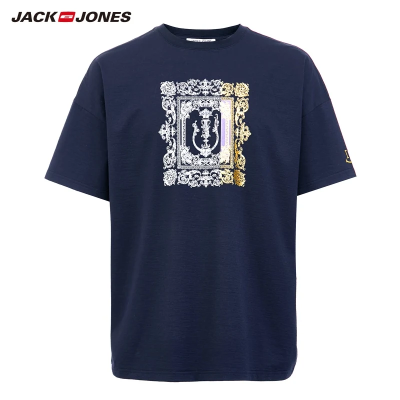 JackJones Мужская хлопковая футболка с круглым вырезом и короткими рукавами цветным