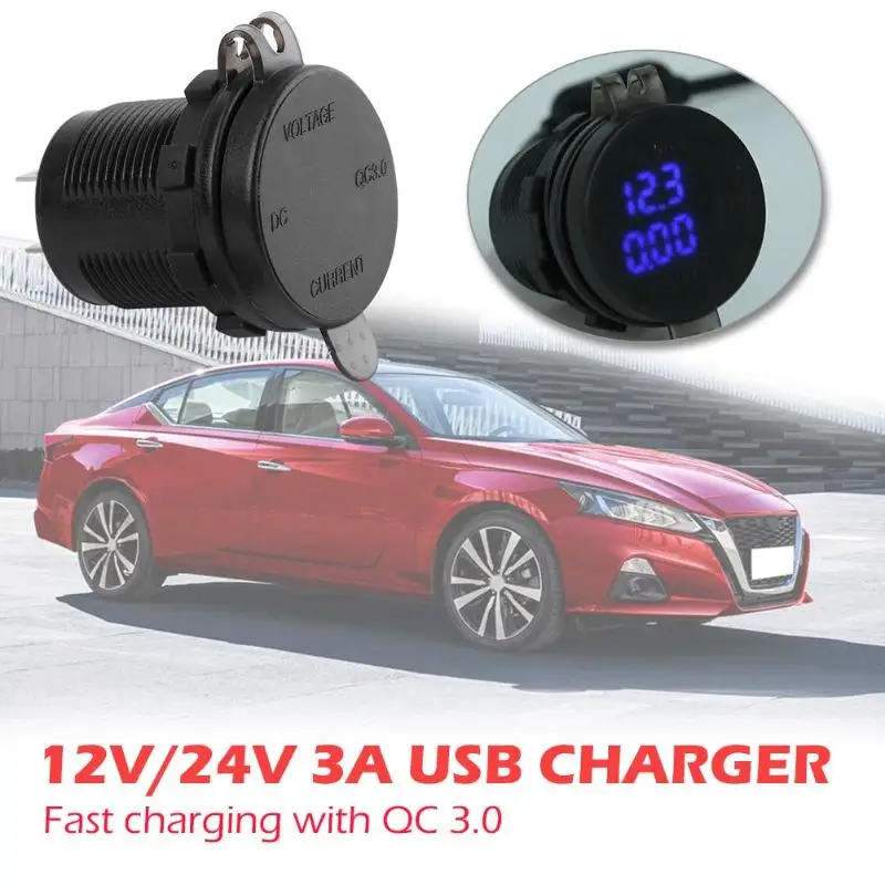 Прочный USB Автомобильное зарядное устройство тонкий дизайн 3A QC 3,0 USB Автомобильное зарядное устройство розетка адаптер для авто мотоцикл Лодка 12 V-24 V