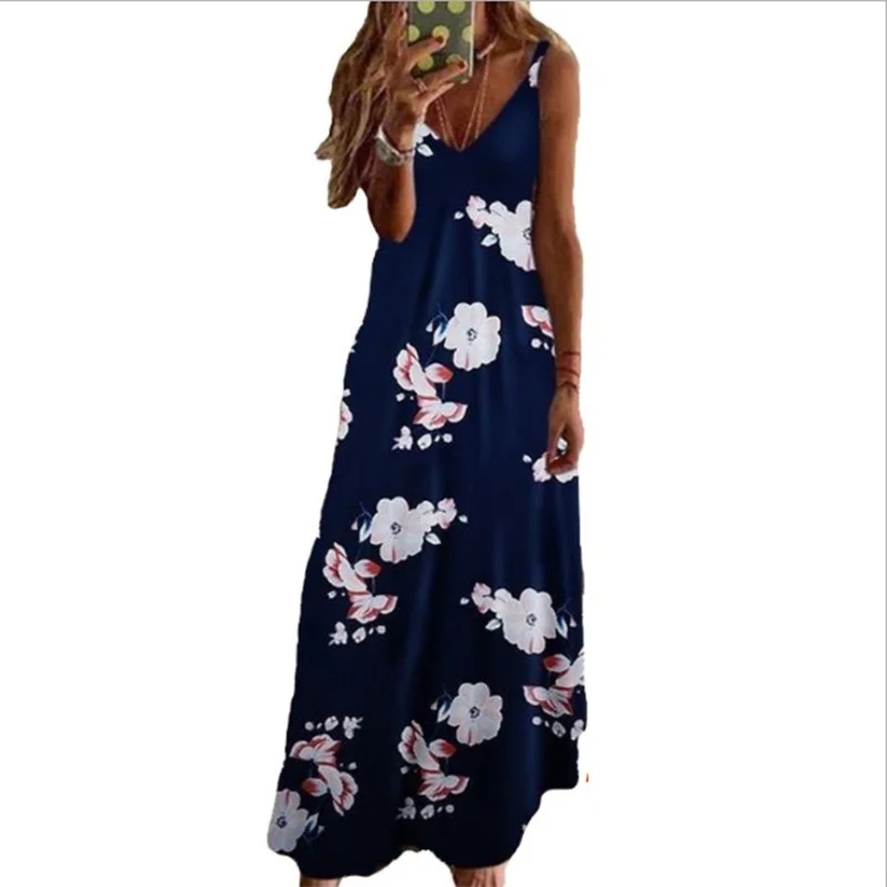 Женское пляжное платье с цветочным принтом Элегантное Длинное в горошек на