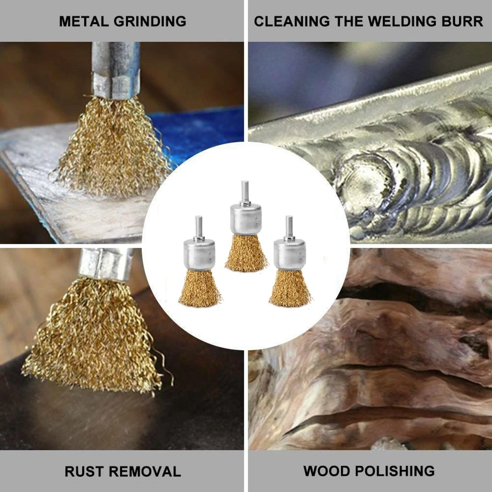

3PCS Wire Brush For rust removal For sharp edge deburring Brand new High quality