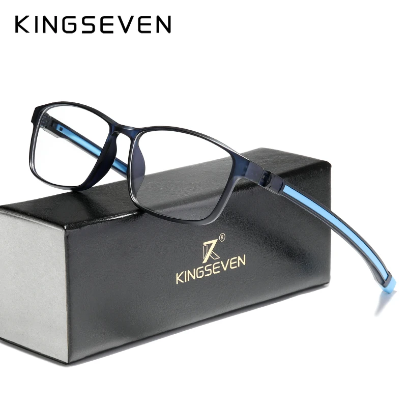 

Оправа для очков KINGSEVEN TR90 Мужская Ультралегкая квадратная, Рецептурные очки для близорукости, металлическая полная оптическая оправа, 2020