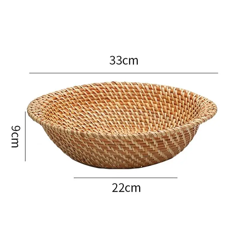 

1Pc Rattan Basket Rattan Bread Basket Food Serving Tray Kitchen Organizer