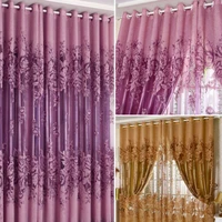 european peony pattern voile curtains sheer valances home balcony window screening for household living room home decoration