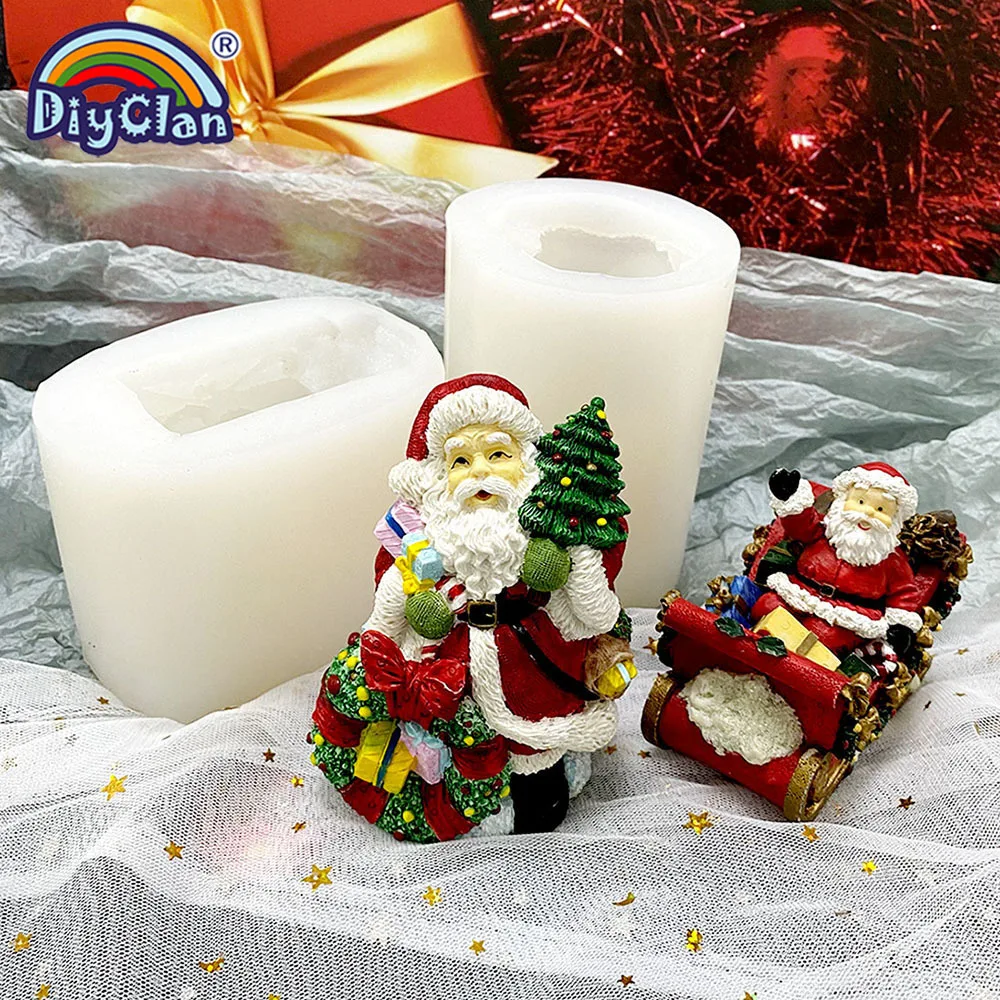 

BIG Size Santa Claus Silicone Molds For Cake Decorating Tools Father Christmas Salt Sculpture Form Candle Aromatherapy Soap Mold