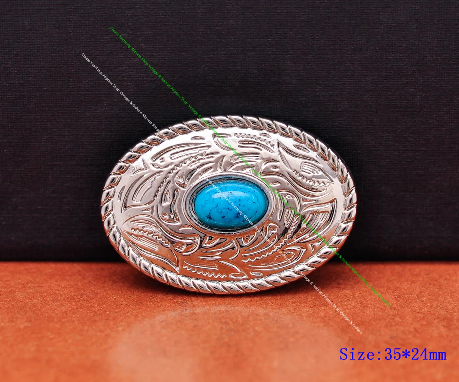 

10X 35X24MM Western Silver Sky Blue Turquoise Rope Side Carved Prairie Dust Leathercraft Leather Project Belt Strap Concho