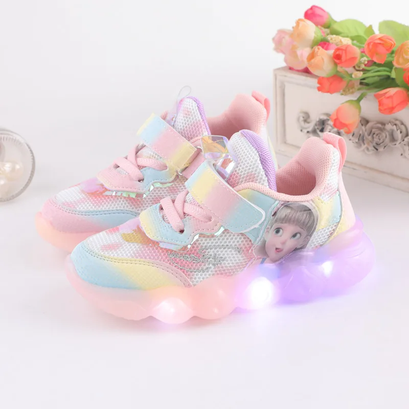 

kids shoes Sports shoes 2021 spring new breathable mesh girl's fashion luminous shoes soft sole baby shoes Non-slip shoes