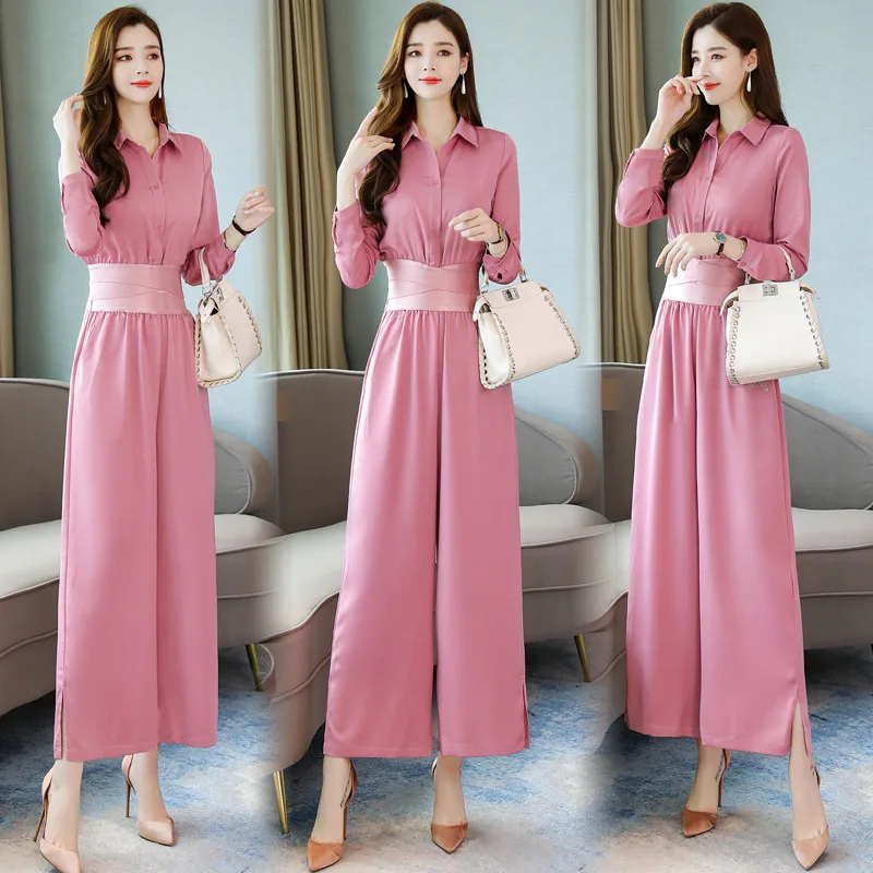 Женский костюм из двух предметов элегантная рубашка с отложным воротником и