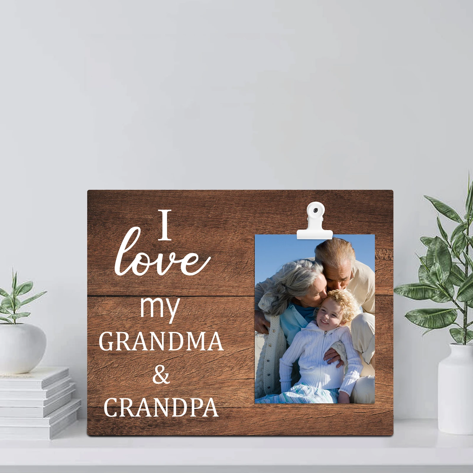 

Wall Hanging Home Decor Picture Photo Frame Modern Creative DIY Photo Frames Wall Decor Wooden Photo Frame for Grandparents Gift
