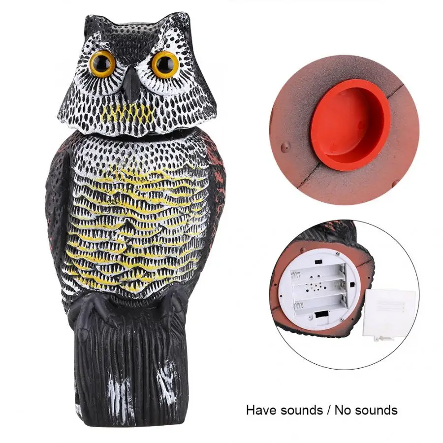 

Rotating Owl Decoy Protection Repellent Bird Pest Scarer Scarecrow Garden