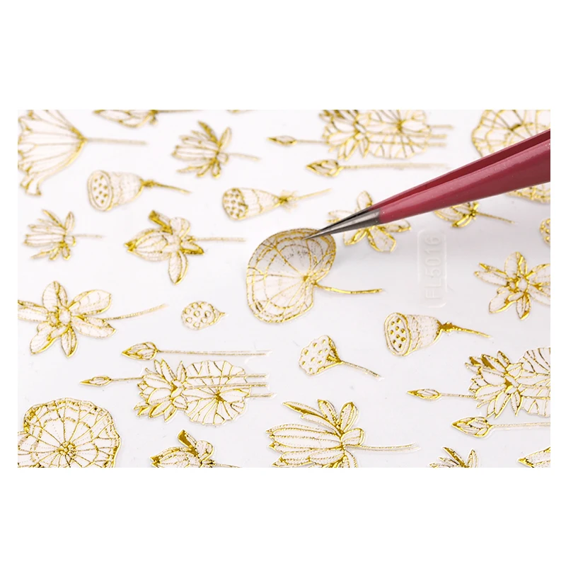 1 шт. 3D наклейки для ногтей Misscheering цветок волна золото