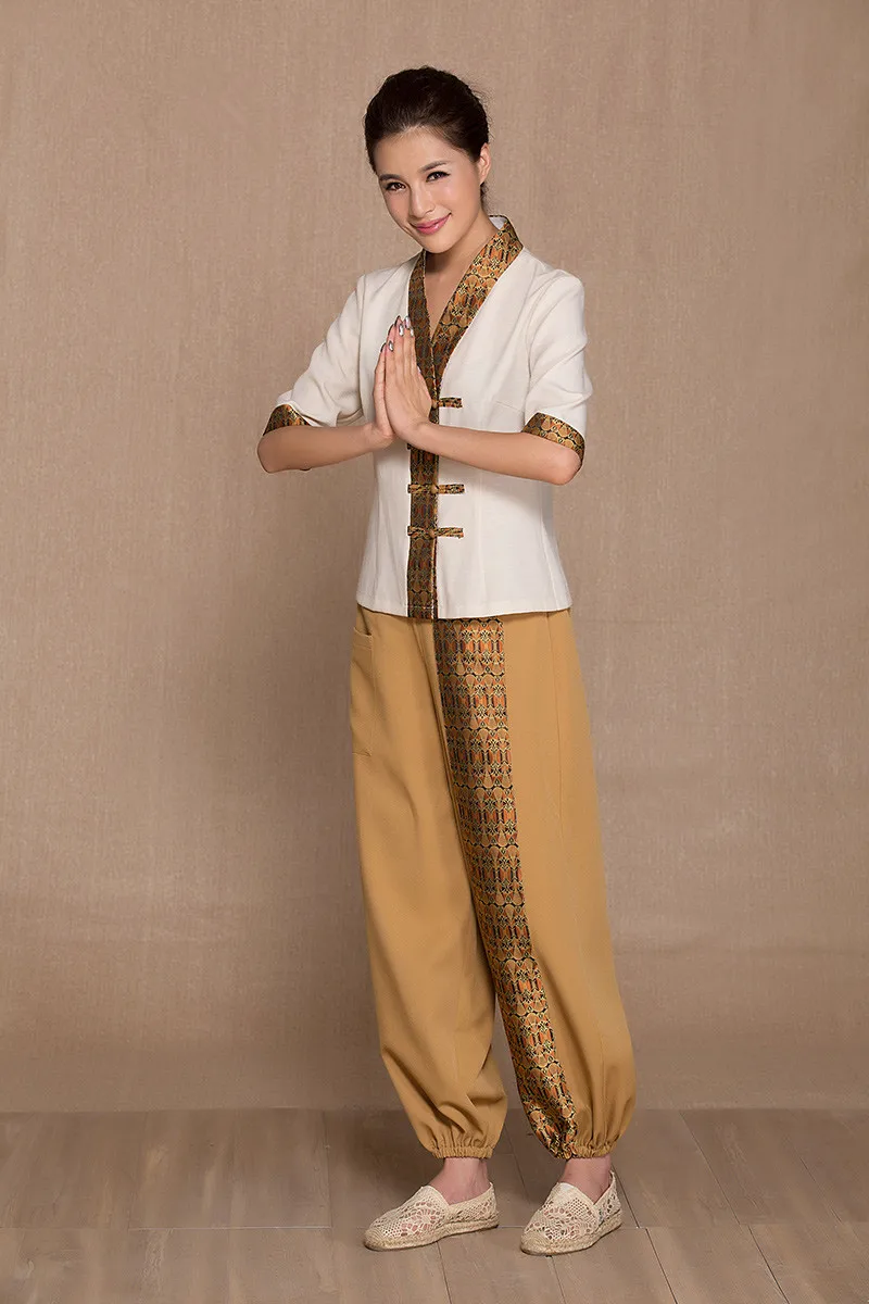 Новинка весна-осень 2020 тайская Массажная униформа из полиэстера и льна комплект