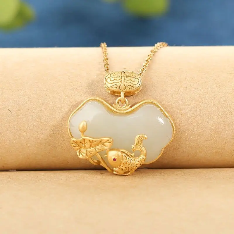

Trendy Sterling 925 Silver Necklace For Women Jewelry Cute Lotus Leaf Fish Lock Pendant Necklace Female Choker Accessories Gift