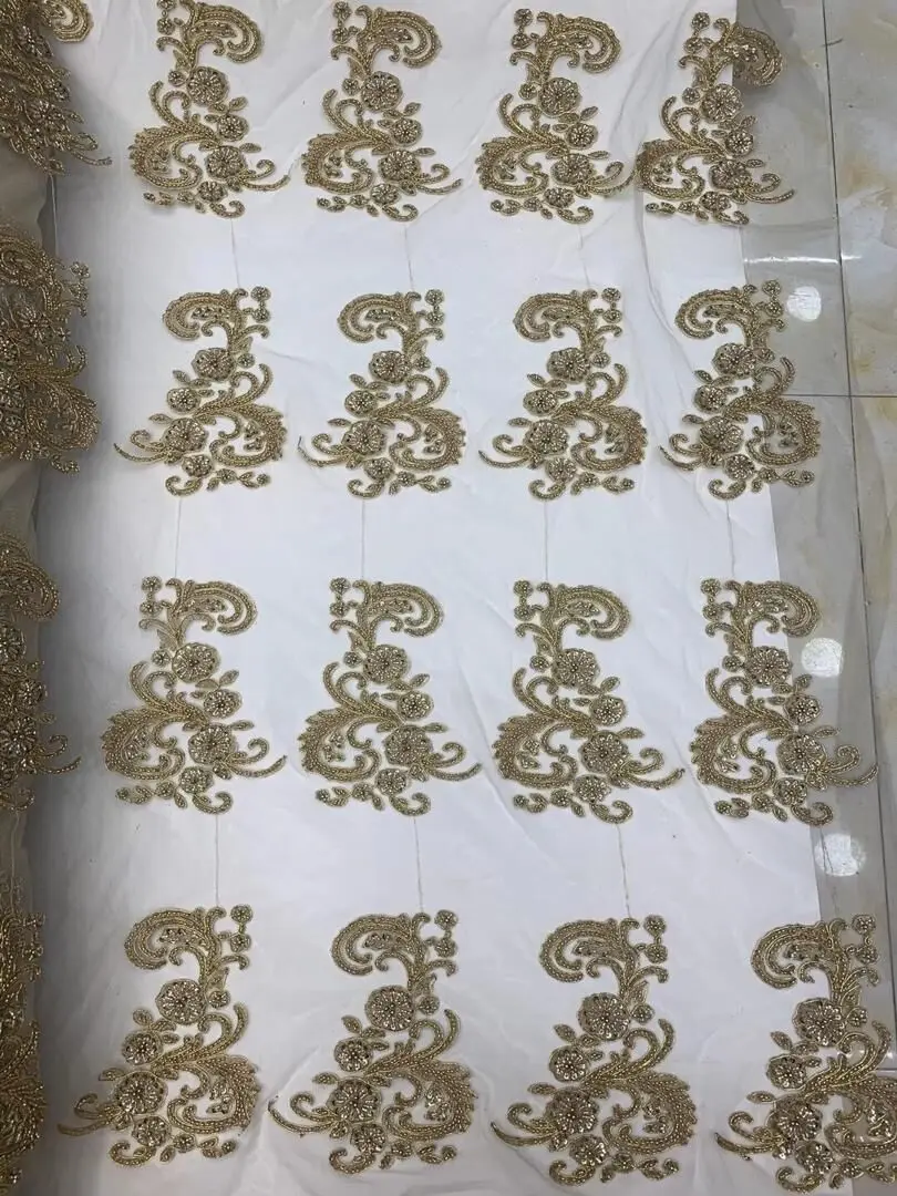 

Beaded Sequins French Tulle Embroidered Lace Fabric ZH-109681 for party dress