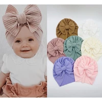 16pclot cable knit knot bows baby bandanas turban headband babes donuts hat kids girls infant beanie caps baby hair accessories