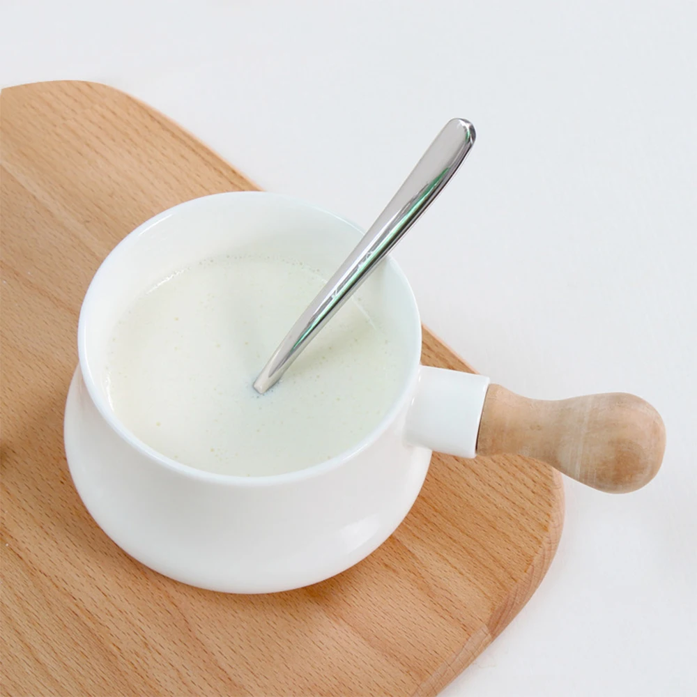 

Small 10cm Milk Pan Mini Butter Warmer Enamelware Saucepan Pan Cookware With Wooden Handle Perfect Size For Heating Kitchen Tool